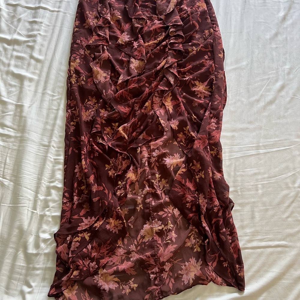 Free People Floral Burgundy Skirt
